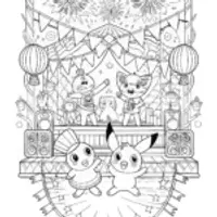 Dancing Pokémon Festival Coloring Page