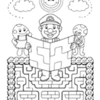 Luigi’s Maze Challenge Coloring Page