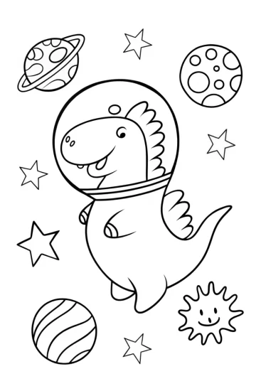 A coloring page of Godzilla’s cosmic journey coloring page