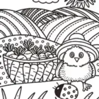 Chick’s Gardening Adventure Coloring Page