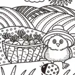 Chick’s Gardening Adventure Coloring Page