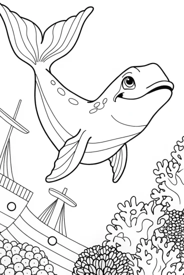 A coloring page of Godzilla’s Underwater Adventure Coloring Page