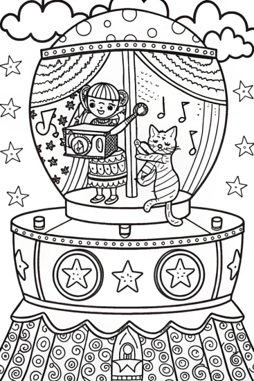 A coloring page of Gabby’s Magical Music Box Adventure Coloring Page