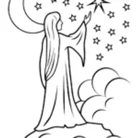 The Sorceress’s Starry Spell Coloring Page