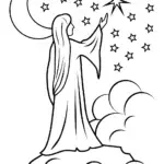 The Sorceress’s Starry Spell Coloring Page