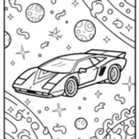 Lamborghini Adventure in Space Coloring Page