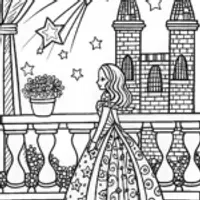 The Princess and the Starry Night Coloring Page