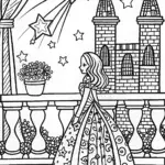 The Princess and the Starry Night Coloring Page