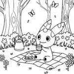 Mimikyu’s Magical Tea Party Coloring Page