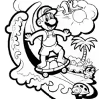 Luigi’s Super Silly Surfing Adventure Coloring Page
