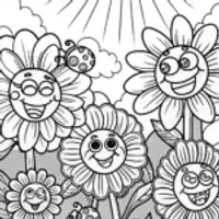 The Cheerful Sunflower Parade Coloring Page