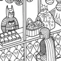 Batman in the Enchanted Marketplace Coloring Page
