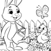 Rainbow Friends’ Gardening Adventure Coloring Page