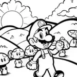 Luigi’s Magical Mushroom Parade Coloring Page