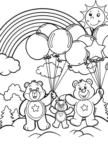 A coloring page of Care Bears Balloon Festival Coloring Page