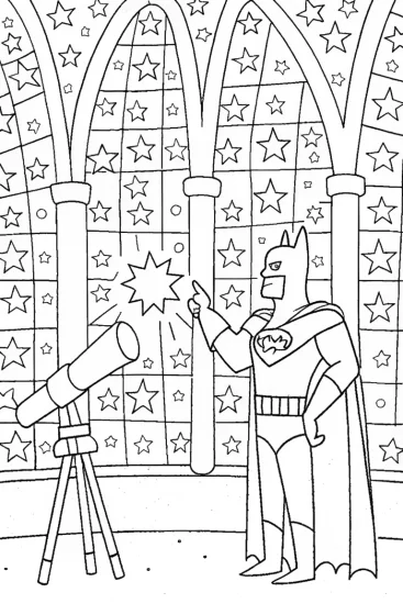 A coloring page of Batman and the Puzzle of the Stars Coloring Page