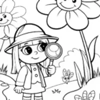 Hello Kitty in the Whimsical Garden Quest Coloring Page