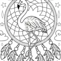 Flamingo Dreamcatcher Dance Coloring Page