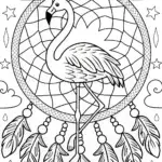 Flamingo Dreamcatcher Dance Coloring Page