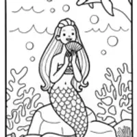 Mermaid and the Singing Seashell Coloring Page