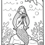 Mermaid and the Singing Seashell Coloring Page