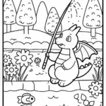 Charizard’s Fishing Adventure Coloring Page