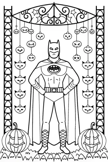 A coloring page of Batman in the Enchanted Alley Coloring Page