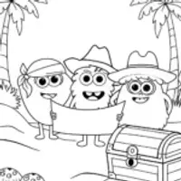 Monster Island Treasure Hunt Coloring Page