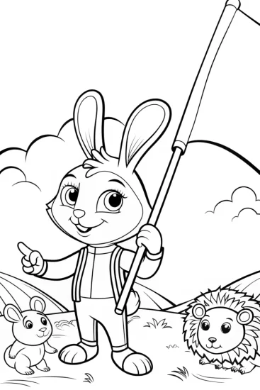 A coloring page of Banban’s Whimsical Garden Parade Coloring Page