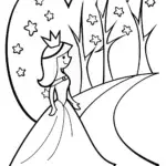 Princess and the Starry Night Path Coloring Page