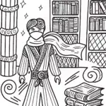 Ninja exploring the magical library