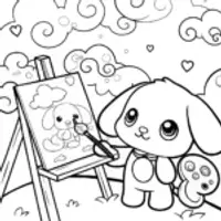 Cinnamoroll’s Cloudy Art Studio Coloring Page