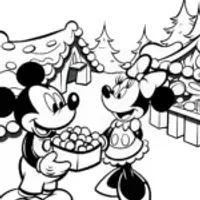 Mickey Mouse Christmas Market Adventure Coloring Page