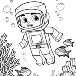 Minecraft Underwater Oasis Adventure Coloring Page