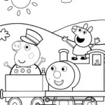 Peppa Pig’s Magical Train Adventure Coloring Page