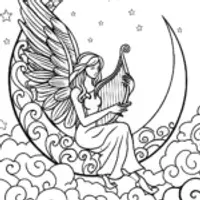 Fairy on Crescent Moon Coloring Page
