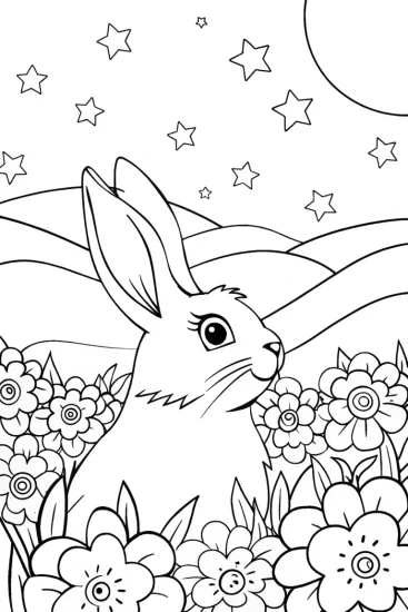 A coloring page of Banban’s Starry Garden Adventure Coloring Page