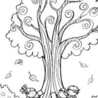 Autumn Wish Tree Coloring Page