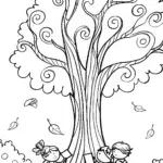Autumn Wish Tree Coloring Page