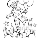 Bouncing Through the Starry City Coloring Page