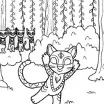 Black Panther Tribal Dance Celebration Coloring Page