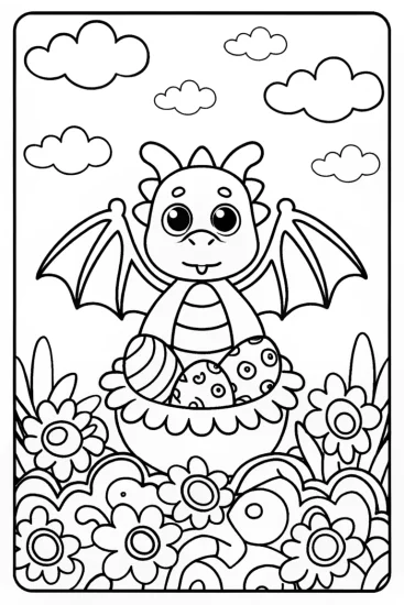 A coloring page of Easter Dragon’s Nest Coloring Page