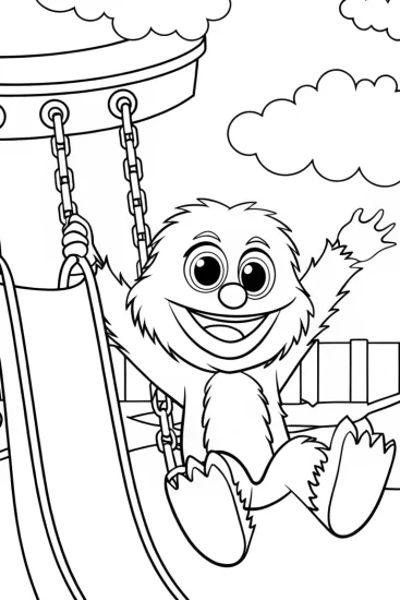 A coloring page of Huggy Wuggy Puzzle Playground Coloring Page
