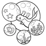 Axolotl Bubble Festival Coloring Page
