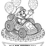 Mario Kart Festival Coloring Page