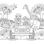 Blippi’s Wild Safari Adventure Coloring Page