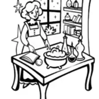 Barbie’s Enchanted Potion Workshop Coloring Page