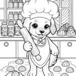 Puppy Chef at the Bake-Off Coloring Page