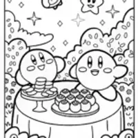 Kirby’s Galactic Garden Party Coloring Page