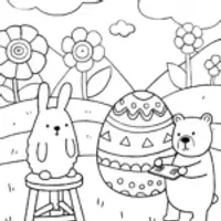 Bunny and Bear Coloring Page